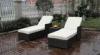 Adjustable Resin Wicker Lounge Chair Set , Beach Chaise Lounge