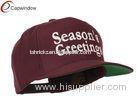 Plastic Snap Fitted Baseball Caps Embroidered Maroon Seasons Greetings