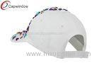 White Multi Cotton Baseball Caps with Crystal Homica Stones / Unisex
