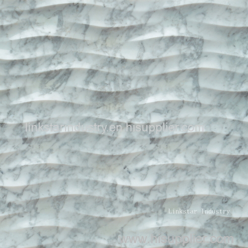 3D wavy natural white carrara stone feature wall art cladding tile