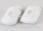 Premium Cotton Hotel White Velour Disposable Hotel Slippers Closed Toe With EVA Sole