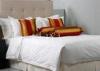 Customized Luxury Hotel Bed Linens with White Cotton Sateen Fabric , Hotel Bedding Sets