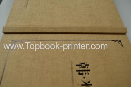 Gold stamping embossed paper hardcover or hardbound clothes magazine or journal