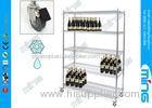 4 Tier Chrome Mobile Wire Shelving Wine Rolling Shelving with Brake Wheels