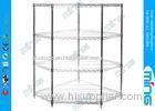 Bulk Storage 3 Tiers Mobile Wire Shelving Corner Units with Three Shelves