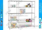 Chrome Wire Shelves Customized Silver Mobile Wire Shelving for Cosmetic Store