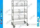 Powder Coated Mobile Wire Basket Shelving / Adjustable Wire Shelves for Warehouse