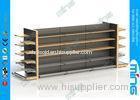 Wood And Metal Supermarket Display Shelves Light Duty With Wood Shelf