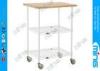 Custom 3 Tiers Chrome Wire Shelving Flat Shelf Trolley , 100kg / Layer