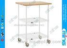 Custom 3 Tiers Chrome Wire Shelving Flat Shelf Trolley , 100kg / Layer