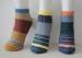 Girls Hand Knitted Cotton Wool Socks , Multi-color Stripe Short Ankle Sock