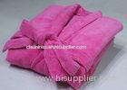 Long Microfiber Polyester Bath Robe , Pink Chenille Bathrobe Full Length