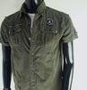 Casual Army Green Mens Cargo Shirt Solid Jacquard Fabric For Outdoor / Office