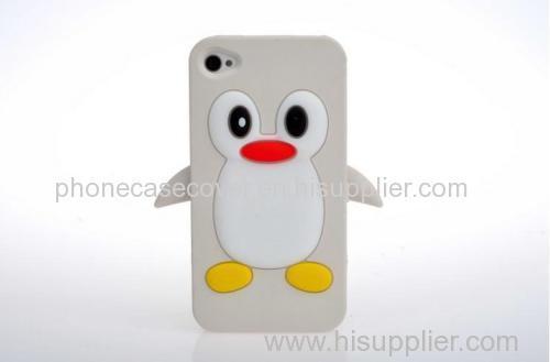 2015 China cheap wholesale penguin shape cartoon silicone mobile phone case cover for iphone