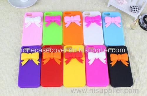 2015 China cheap wholesale bowknot cute shape silicone mobile phone case cover for iphone
