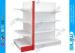 White and Red Double Sided Supermarket Display Shelves Solid Panel with End Cap