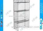 Red Steel Wire Display Stands Gridwall Floor Display Shelves , 2 Shelf