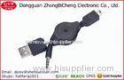 80cm Length Black Retractable Mini Usb To 3.5mm Jack Adapter Cable