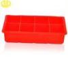 Durable Flexible Silicone Ice Cube Trays , Red Square Cube Tray