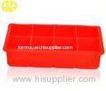 Durable Flexible Silicone Ice Cube Trays , Red Square Cube Tray
