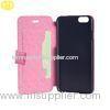 Women Leather Wallet Cell Phone Protective Cases Pink For Iphone 6
