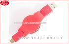 Red 5 pin to usb 2.0 Retractable Charging Cable 80cm For Samsung