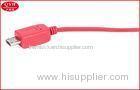 Red Flat PU Charging Retractable Micro USB Cable 80cm for ipad / iphone