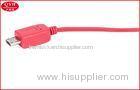 Red Flat PU Charging Retractable Micro USB Cable 80cm for ipad / iphone