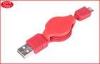 Red USB 2.to 5 pin retractable micro usb charging cable for Computer