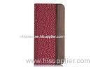 Luxury Red Iphone 5 / 5S Leather Cell Phone Case with Real Wood and PC Shell