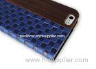 Stylish African Dark Dois De Wood & Blue Faux Leather Iphone 6 Phone Cases , Fliop Case