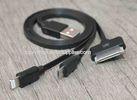 Powered 30 Pin 50cm IPhone USB Charger Cable Black for iPhone 3 in 1 Charge