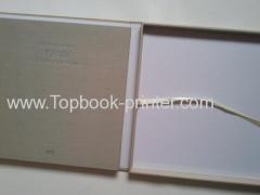 linen cloth cover silver stamping hardcover or casebound book with box printing