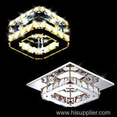 Square shape crystal ceiling lamps/ stainless steel crystal LED Ceiling lamp