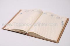 Yellow PU leather embossed cover notebook with ribbons