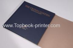 High-grade cloth cover gold-stamped hardcover brochure with gold cardboard dust jacket printing