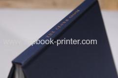 High-grade cloth cover gold-stamped hardcover brochure with gold cardboard dust jacket printing