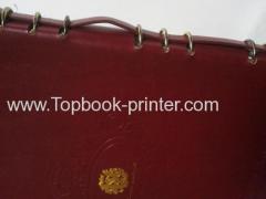 Top-grade debossing hot-stamped leather cover wire-binding hardcover book