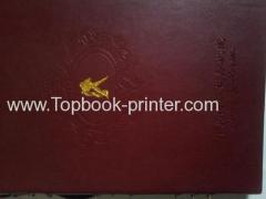 Top-grade debossing hot-stamped leather cover wire-binding hardcover book