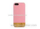 Pink Leather iPhone 5 Wooden Back Case / protective phone cases for iphone