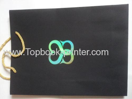 kraft paper gold stamping gift packaging bag with golden/yellow cotton ropes