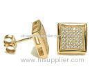 925 Sterling Silver Micro Pave Silver Jewelry Gold Stud Earrings For Women