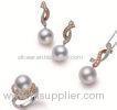 Female 925 Sterling Silver Fashion Gold Plated / Pearl Stud Earrings / Necklace