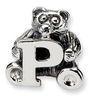 925 Sterling Silver Bead Charm Bear With Alphabet For Bracelet Necklace