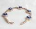Trendy Ladies Evil Eye Jewelry Dark Blue Gold Plating 7 Inch Silver Bracelet