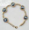 Dark Blue Evil Eye Jewelry 7InchYellow Gold Plated TennisBracelet