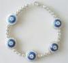 Dark Blue Silver Rhodium 7 Inch Tennis Bracelet Evil Eye Charm Jewelry