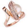 No Nickel Rose Gold Customized Fashion Jewelry Ring With Small Pearl Gemstone