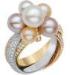 Freshwater Pearl Rings Silver With Two-tone Plated , Fashion Rings For Women
