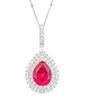 Women 925 Silver Fashion Jewelry Necklaces Ruby Diamond Pendant Necklace